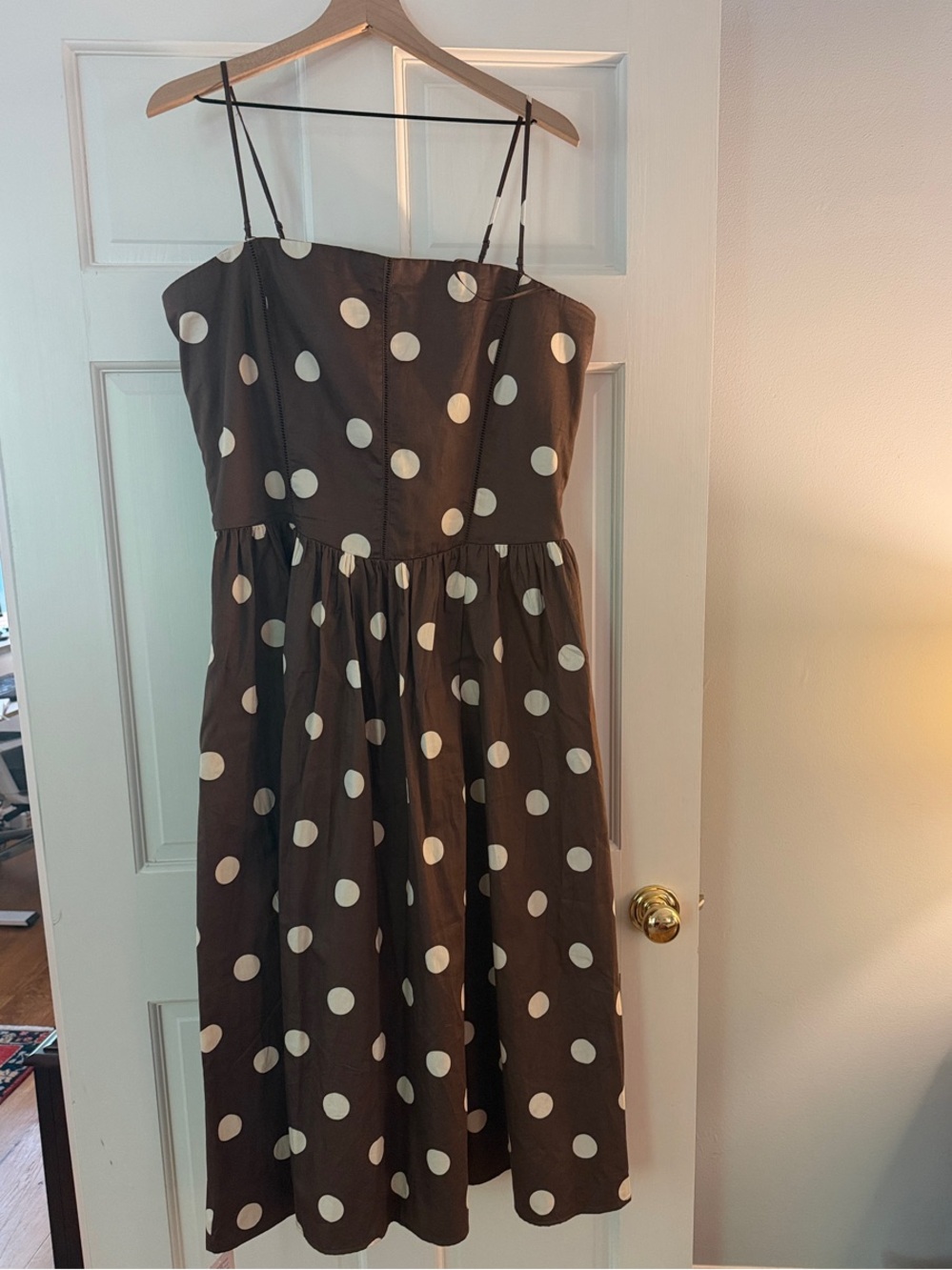 Abercrombie & Fitch Bra Free Brown Polka Dot Midi Dress - Picture 8 of 12
